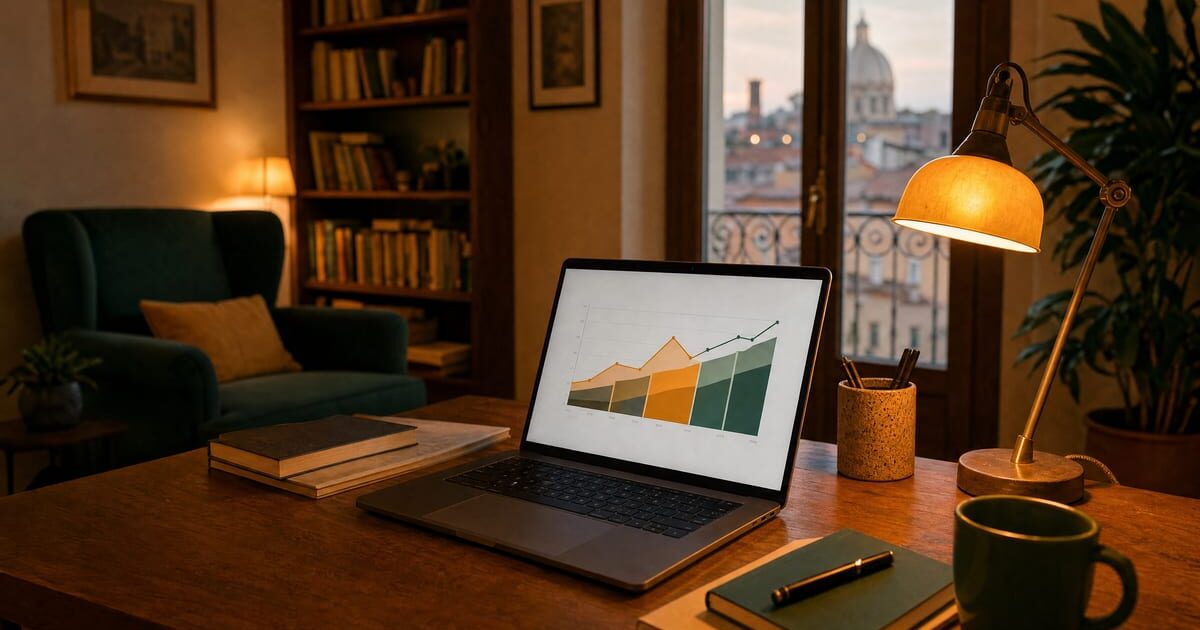 Scrivania domestica con laptop per confrontare le offerte luce