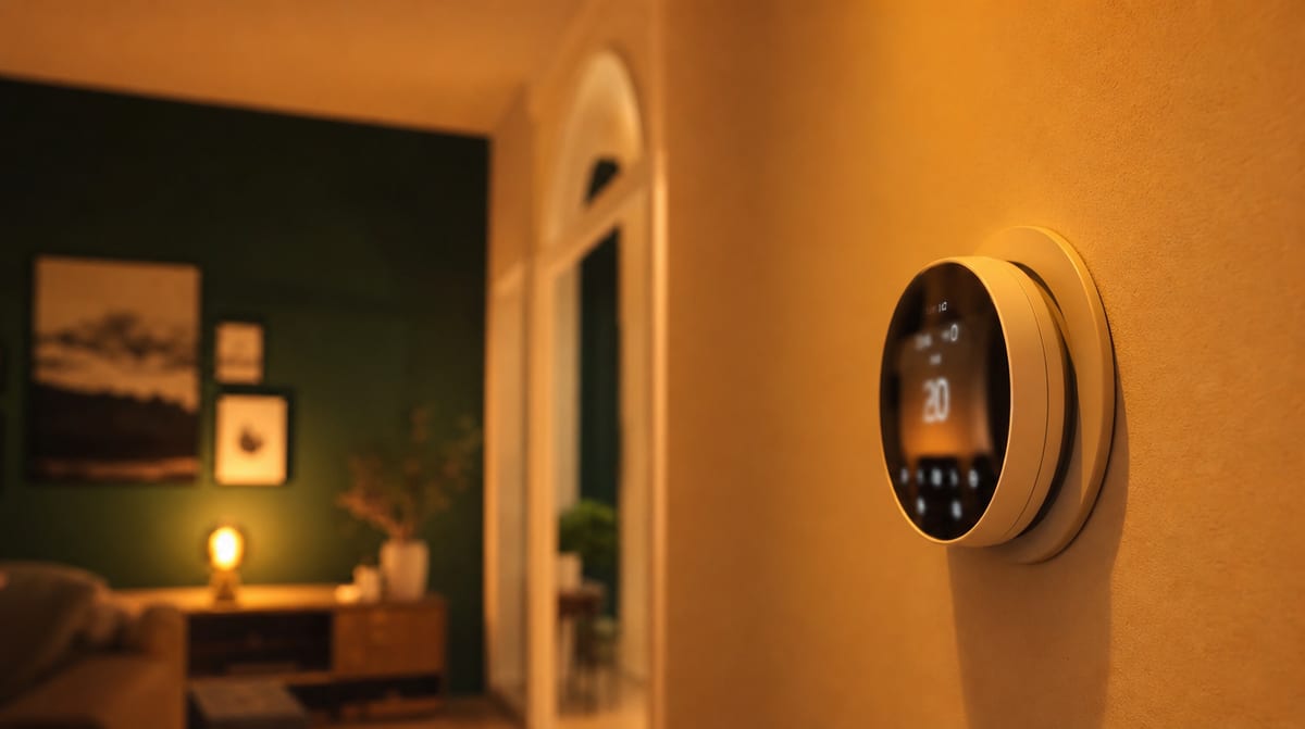 Termostato digitale smart su una parete del soggiorno, un aiuto per risparmiare su tutte le bollette
