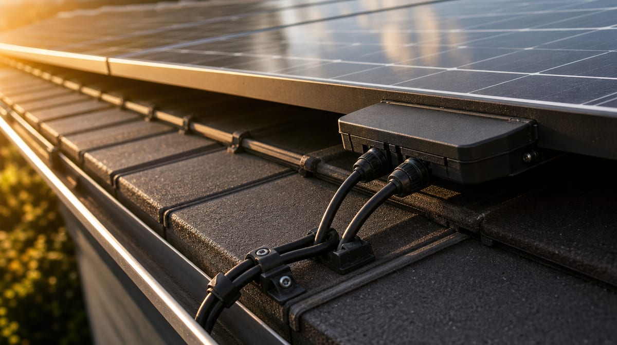 Cassetta di giunzione e cavi dei connettori di un impianto fotovoltaico sul tetto, il dettaglio che incide su quanto costa il fotovoltaico installato